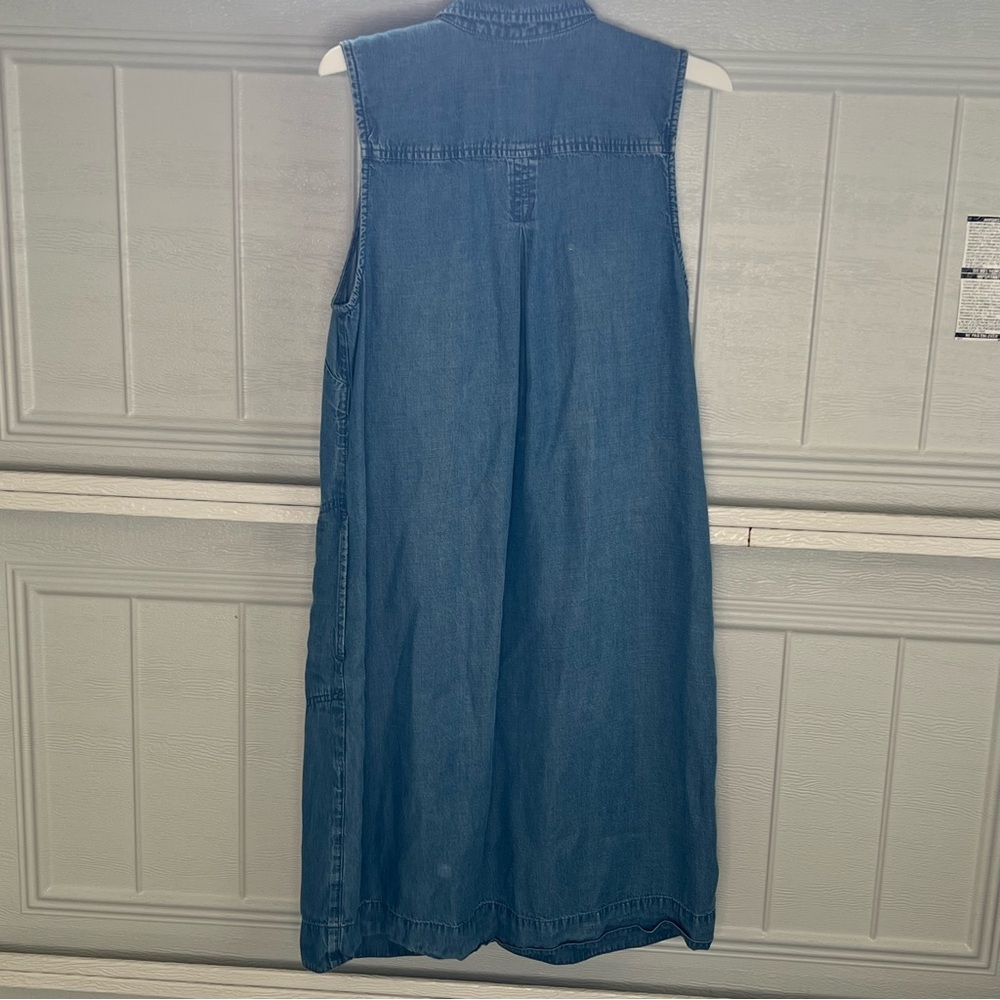 J. Jill Chambray Denim Sleeveless Midi Dress Tencel Lyocell Linen Blue Size XS - Picture 3 of 10